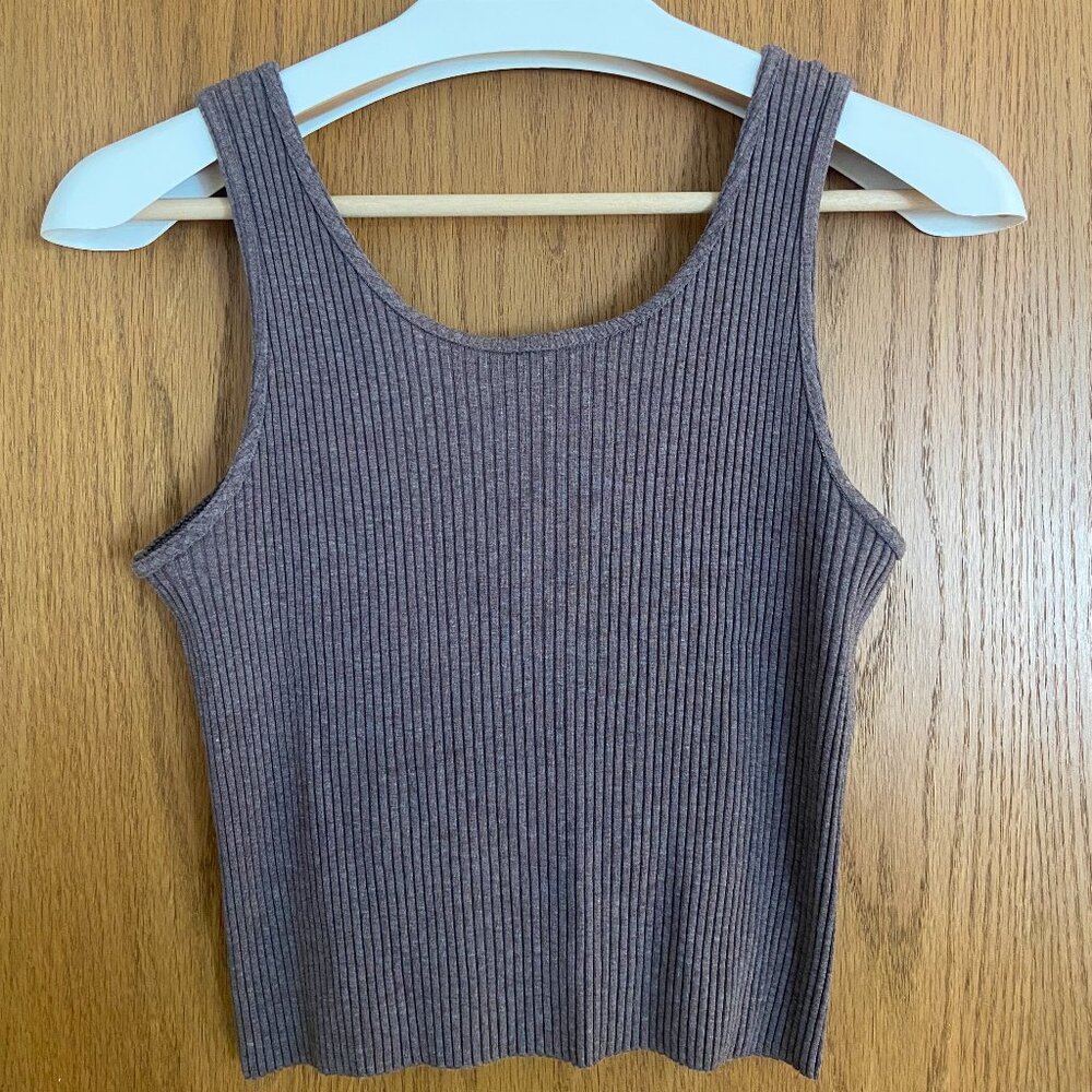 Hackwith Design House Light Brown Ribbed Tank, Size Medium